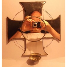 CROSS SHAPED MIRROR WITH CANDLE SCONCE - LOVELY AND UNUSUAL-FREE UK POSTAGE.   382542153204